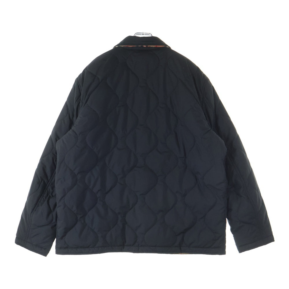 BURBERRY(バーバリー) ノバチェック総柄 ロゴ刺繍 リバーシブル キルティング 中綿 スナップボタン ジャケット ブラック/ベージュ 8049139