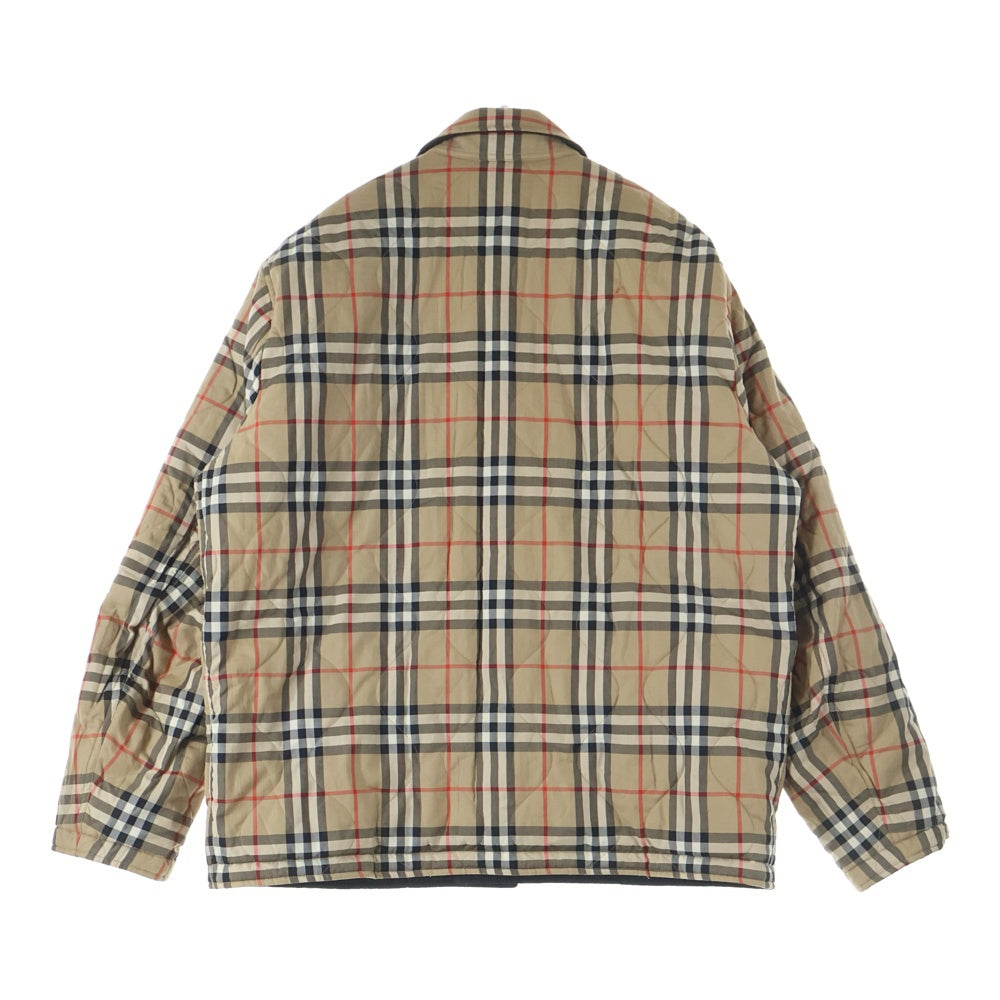 BURBERRY(バーバリー) ノバチェック総柄 ロゴ刺繍 リバーシブル キルティング 中綿 スナップボタン ジャケット ブラック/ベージュ 8049139
