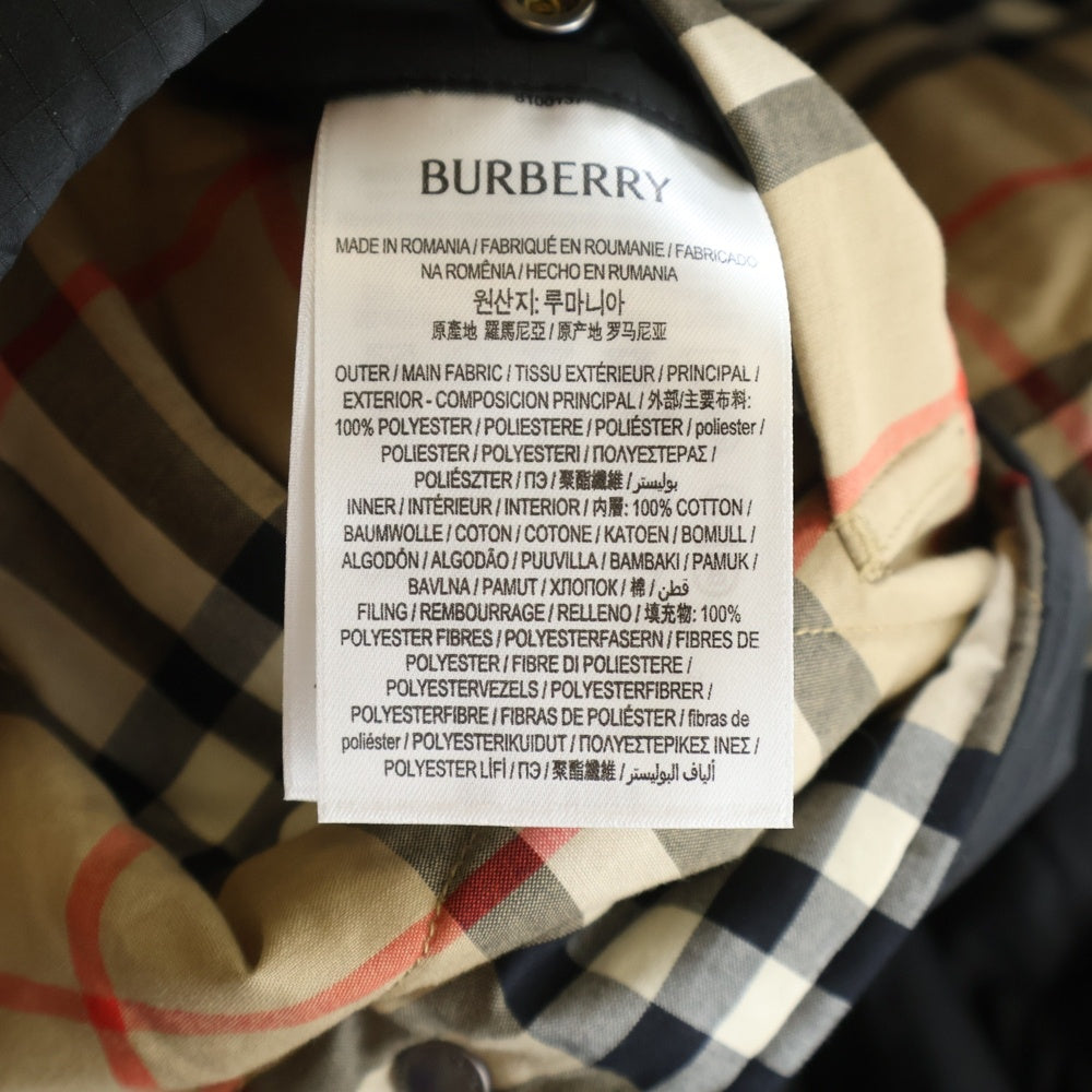 BURBERRY(バーバリー) ノバチェック総柄 ロゴ刺繍 リバーシブル キルティング 中綿 スナップボタン ジャケット ブラック/ベージュ 8049139
