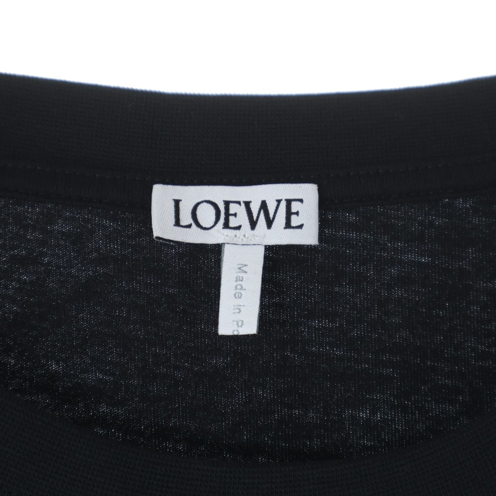 LOEWE(ロエベ) マルチカラー ロゴ刺繍 クルーネック 半袖Tシャツ カットソー ブラック H526Y22XBF