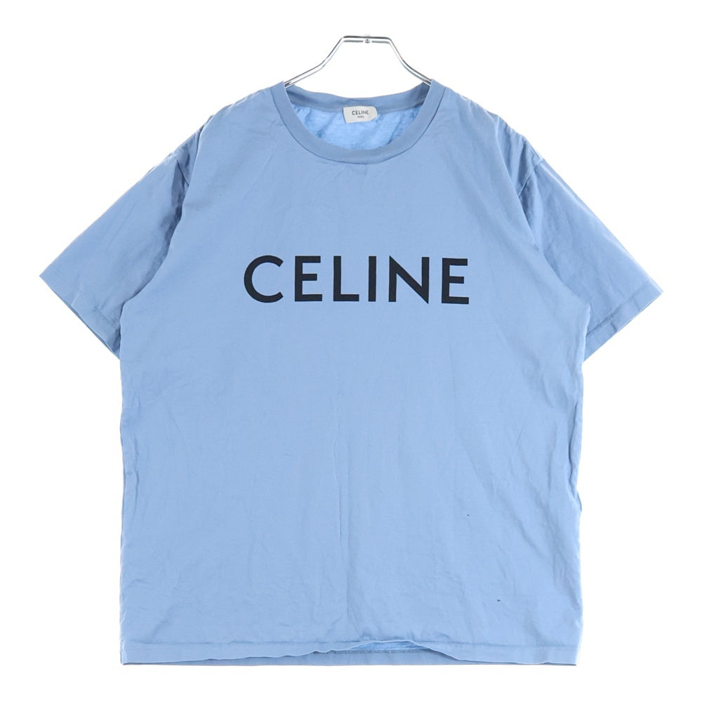 CELINE(セリーヌ) ロゴプリント クルーネック 半袖Tシャツ カットソー ライトブルー 2X681671Q.05WL