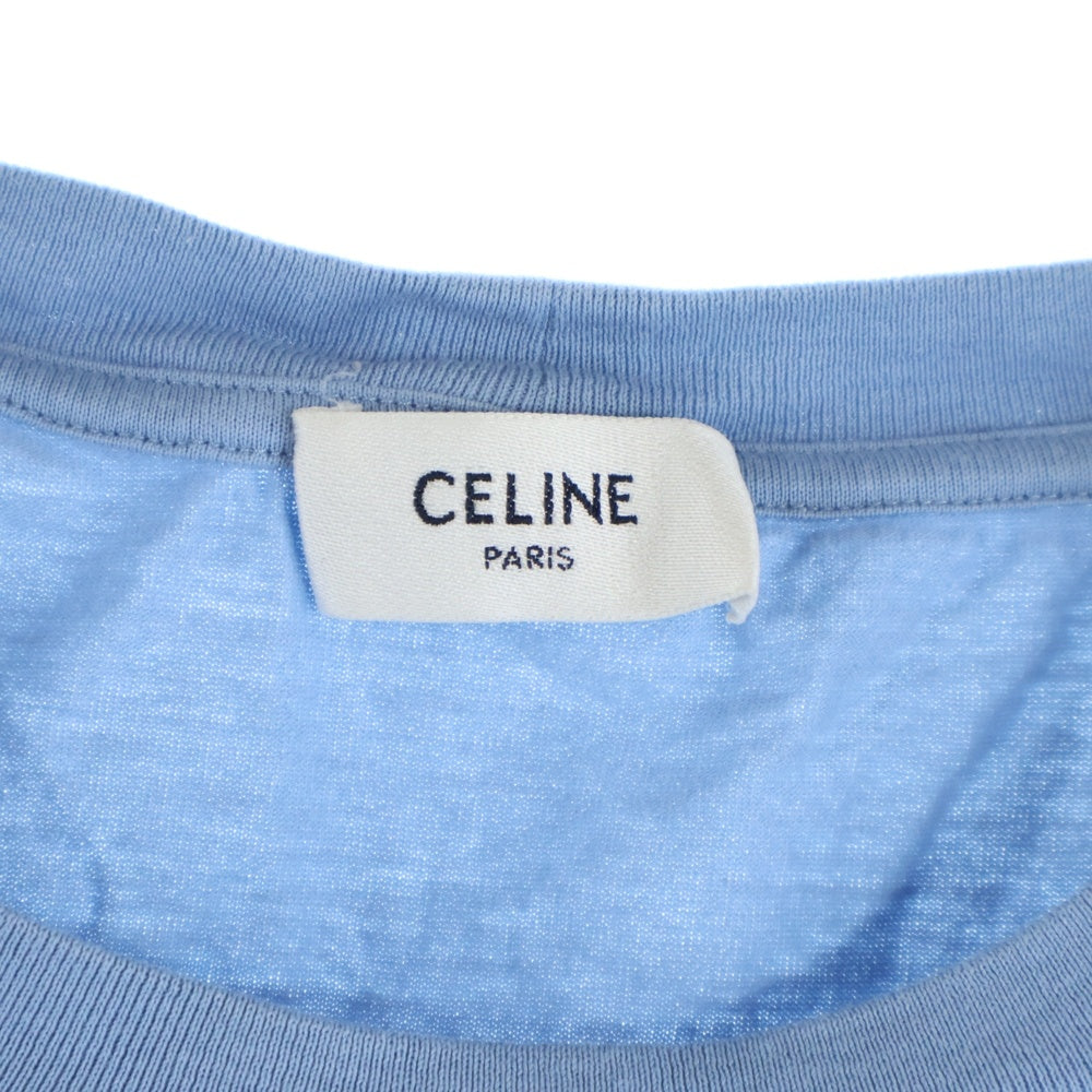 CELINE(セリーヌ) ロゴプリント クルーネック 半袖Tシャツ カットソー ライトブルー 2X681671Q.05WL