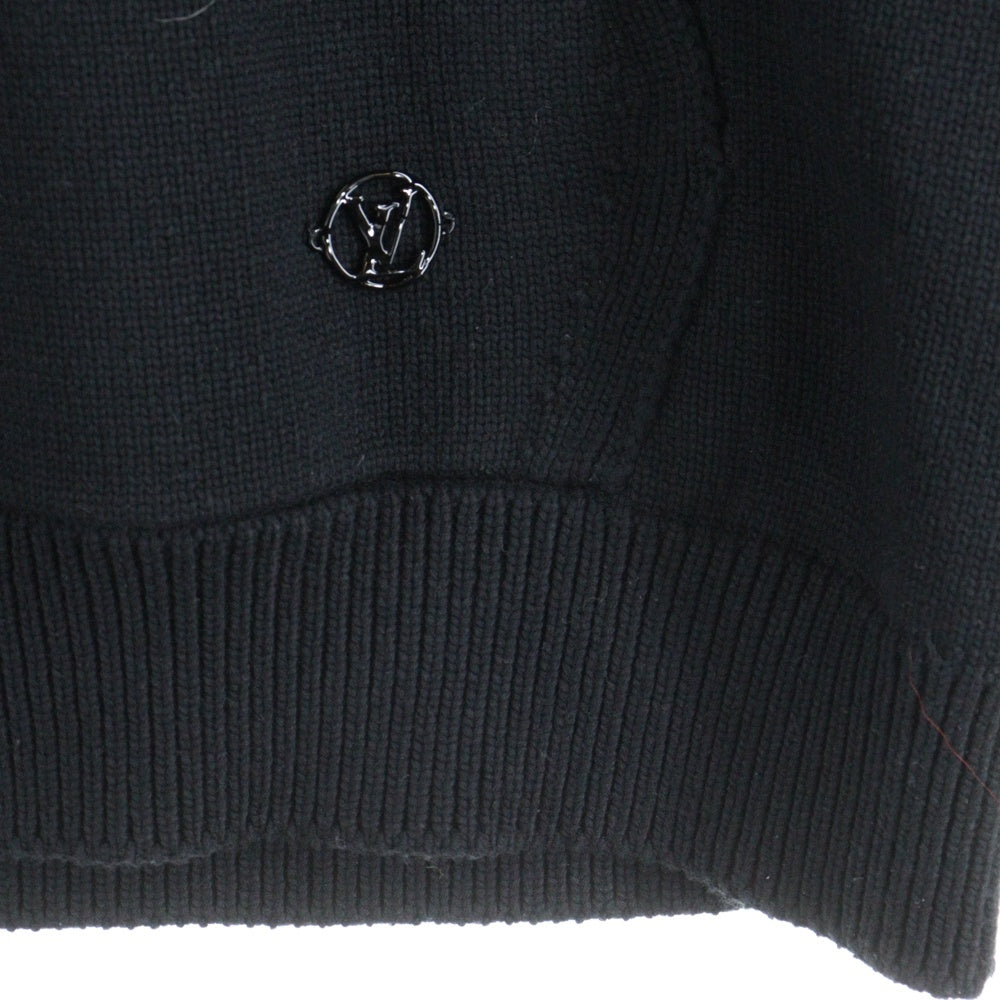 LOUIS VUITTON(ルイヴィトン) 23SS ウインタリーキャミオン LVロゴプレート ハーフボタン ウール混 ナイロン プルオーバー 長袖ニット セーター ブラック RM231M TZ8 HON30W