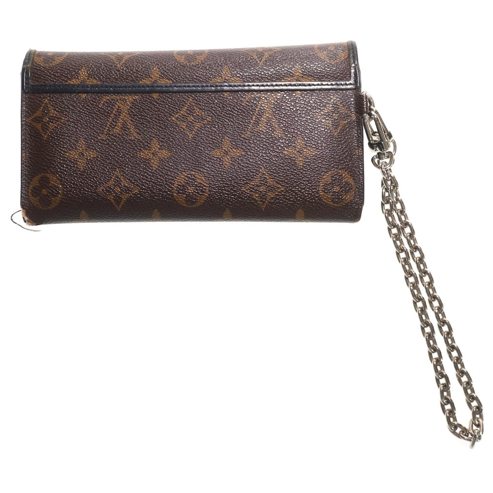 LOUIS VUITTON(ルイヴィトン) ポルトフォイユ ロン モノグラム マカサー チェーン付き PVC レザー ロングウォレット 長財布 シルバー金具 ブラウン/ブラック M60168 レディース