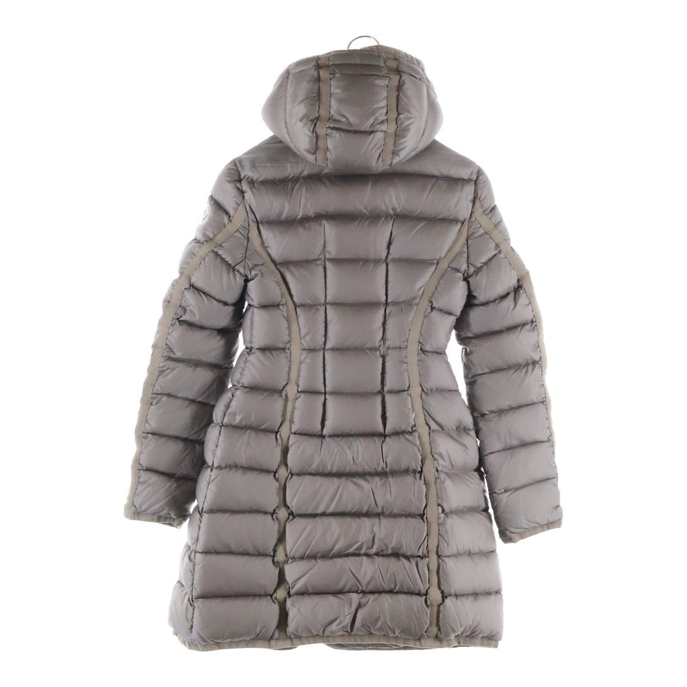 MONCLER(モンクレール) HERMINE エルミンヌ ワッペンロゴ フーデッド ジップアップ ダウン ロング ジャケット コート ブラウン レディース 220934995705 53048