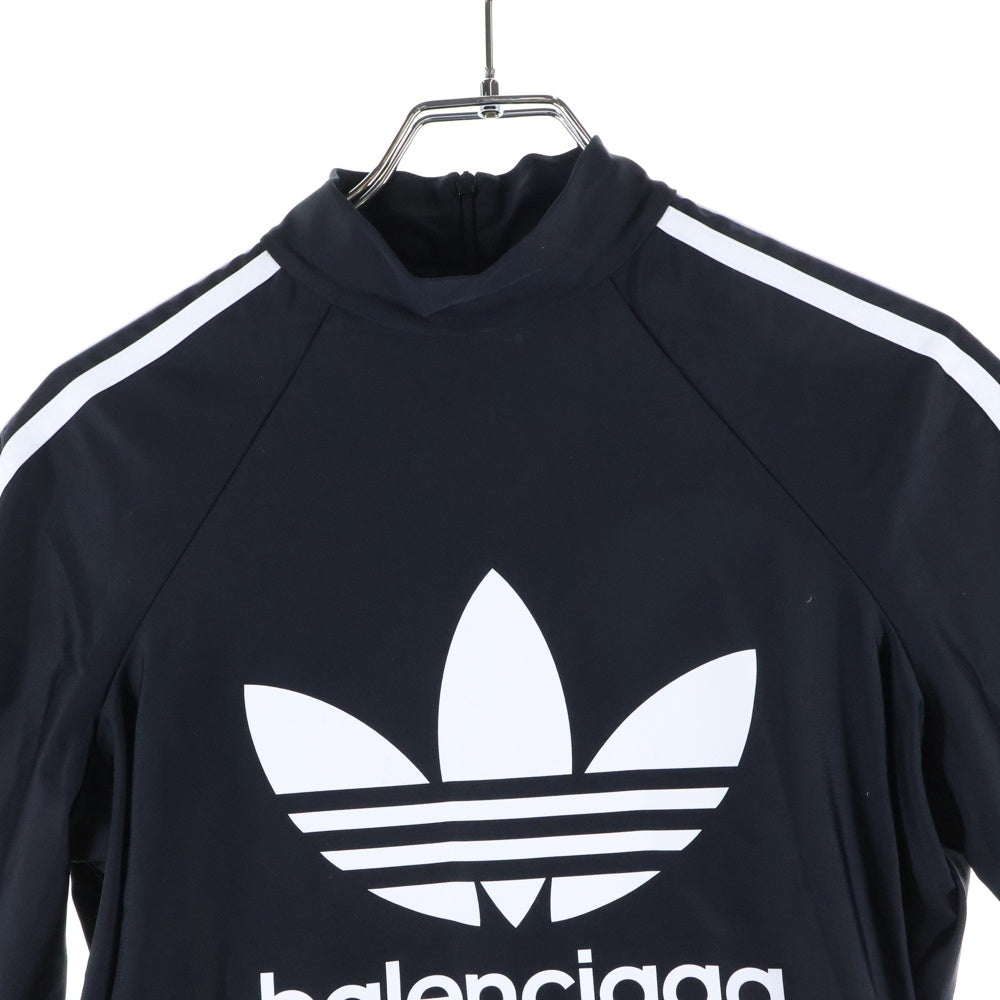 BALENCIAGA(バレンシアガ) トレフォイルロゴ プリント ラグランスリーブ モックネック 半袖Tシャツ カットソー レディース 725069