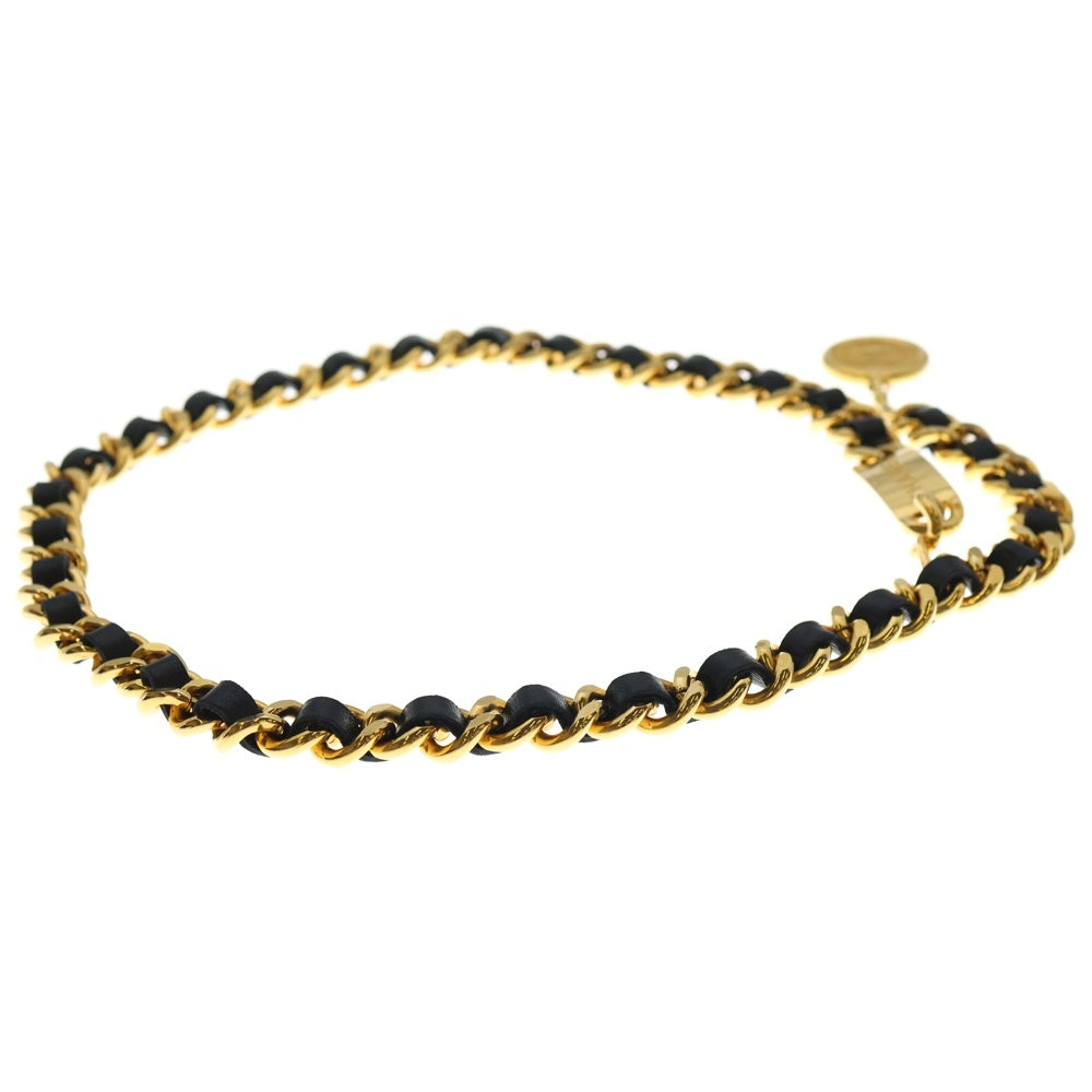 CHANEL(シャネル) シャネル レザーベルト メダルモチーフ ブラック×ゴールド レディース