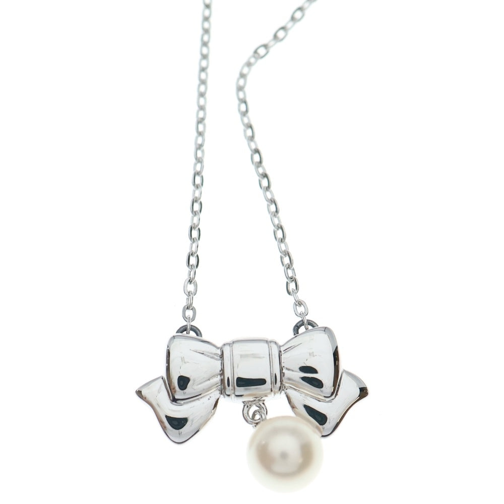 MIKIMOTO(ミキモト) アコヤパール リボンモチーフ ネックレス シルバー 真珠 ペンダント レディース
