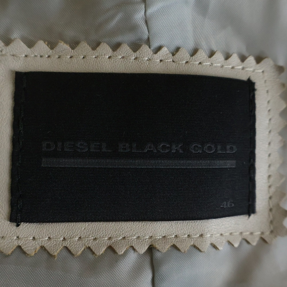 DIESEL BLACK GOLD(ディーゼルブラックゴールド) ジップアップ レザージャケット ベージュ カーフレザー