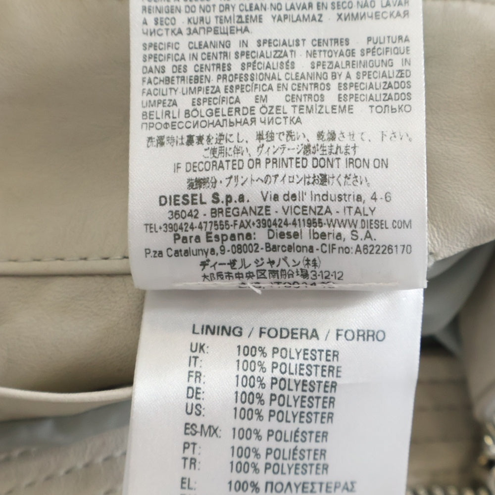 DIESEL BLACK GOLD(ディーゼルブラックゴールド) ジップアップ レザージャケット ベージュ カーフレザー