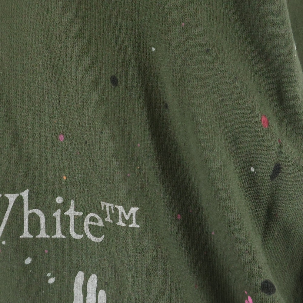 OFF-WHITE(オフホワイト) 21SS Vintage Paint ヴィンテージ ペイント ロングスリーブ 長袖 Tシャツ カーキ コットン OMAB001S21JER002