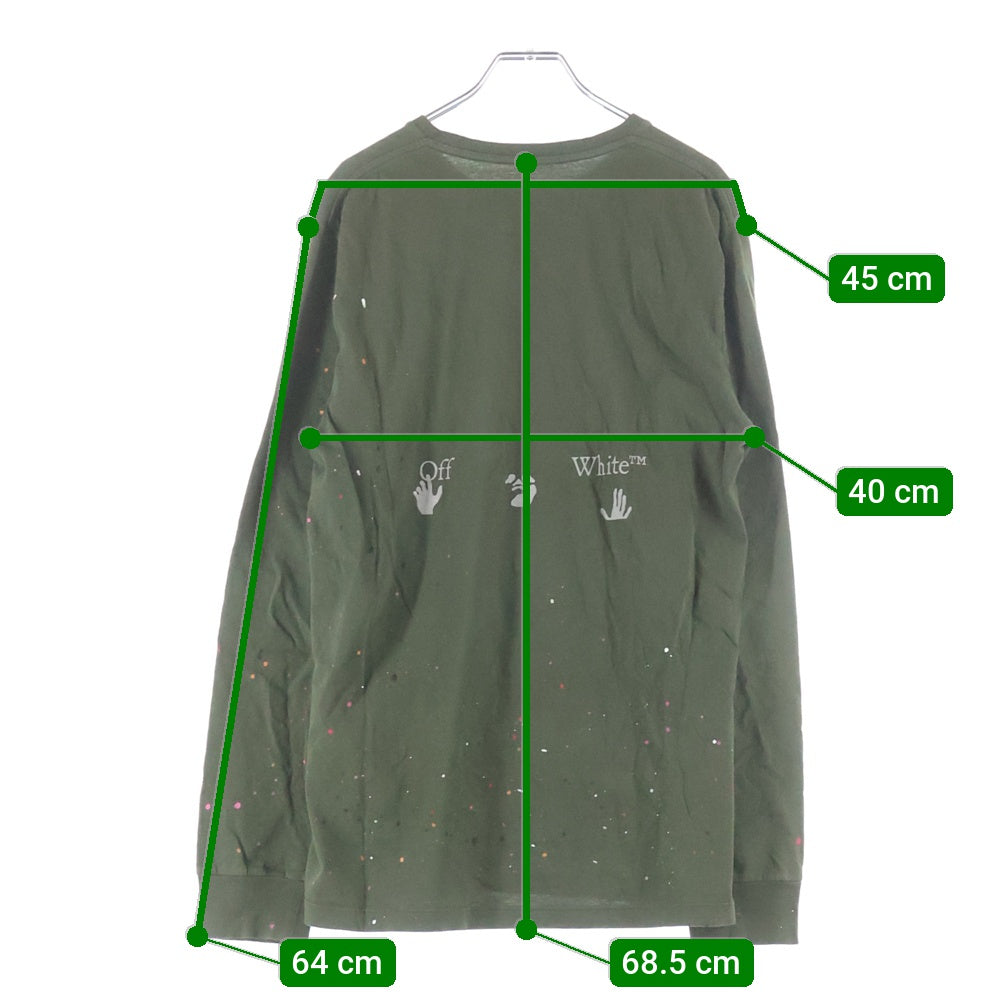OFF-WHITE(オフホワイト) 21SS Vintage Paint ヴィンテージ ペイント ロングスリーブ 長袖 Tシャツ カーキ コットン OMAB001S21JER002