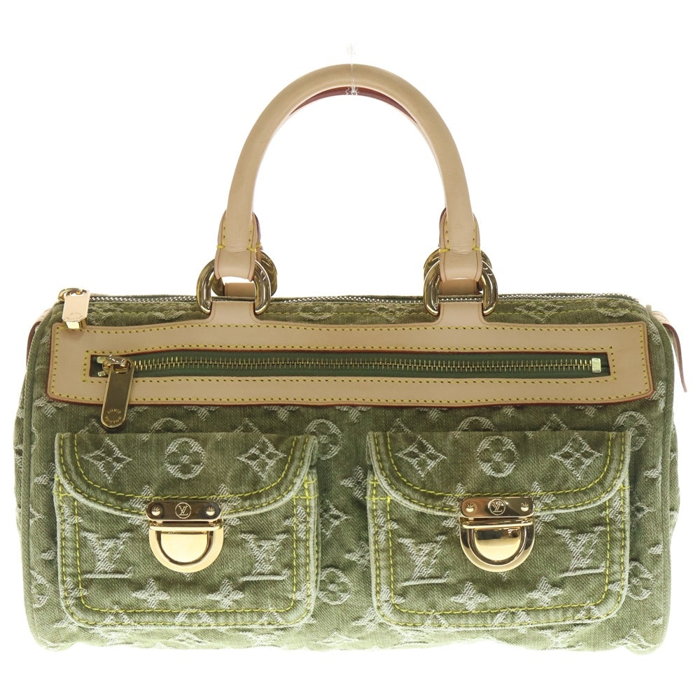 LOUIS VUITTON(ルイヴィトン) モノグラムデニム ネオスピーディ ハンドバッグ ブラウン×カーキ レザー×デニム M95215 ゴールド金具 レディース