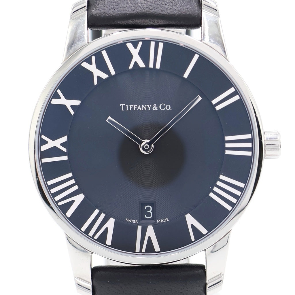 TIFFANY & Co.(ティファニー) アトラスドーム 黒文字盤 SS×革/QZ ステンレス クォーツ 電池式 腕時計 Z1830.11.10A10A52A レディース