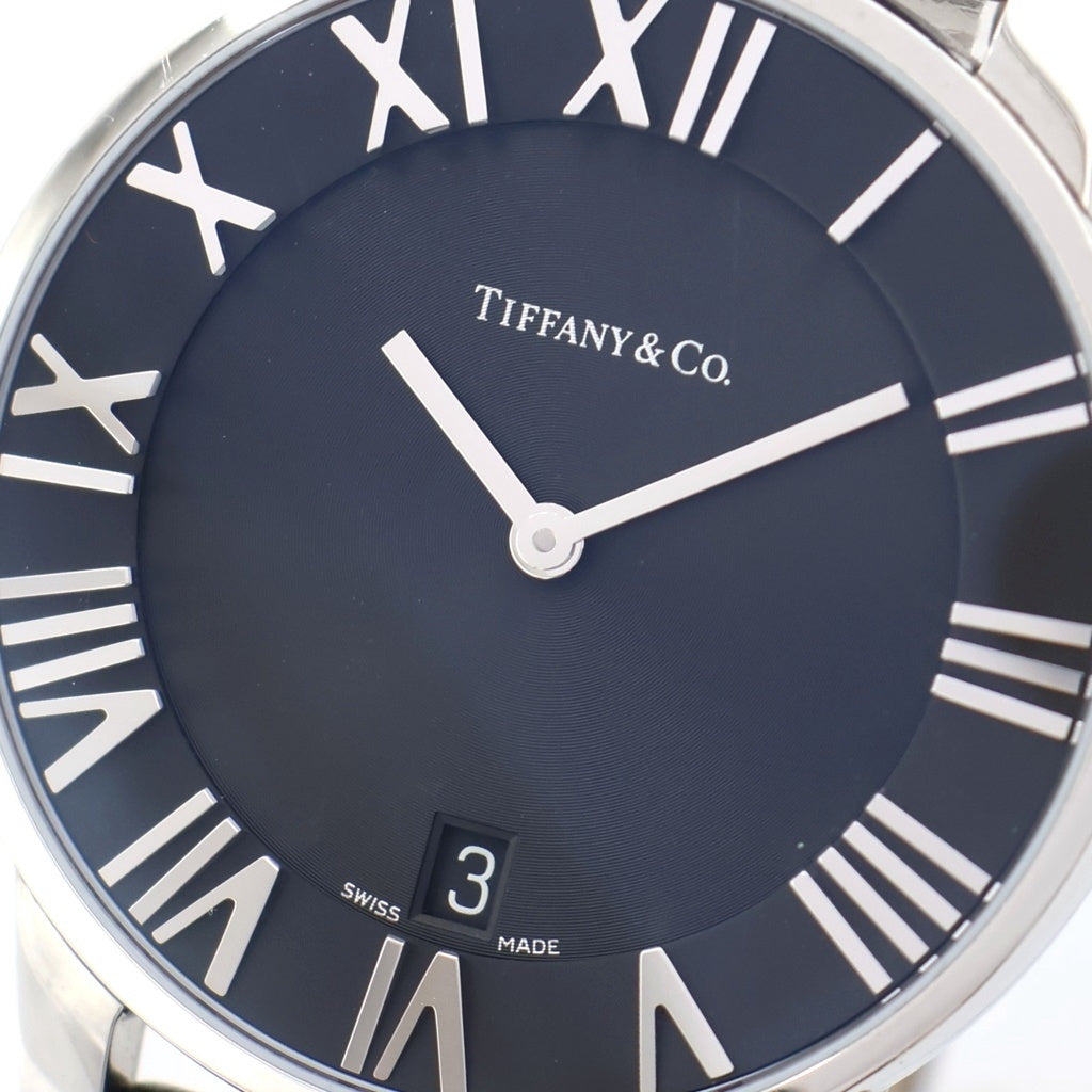 TIFFANY & Co.(ティファニー) アトラスドーム 黒文字盤 SS×革/QZ ステンレス クォーツ 電池式 腕時計 Z1830.11.10A10A52A レディース