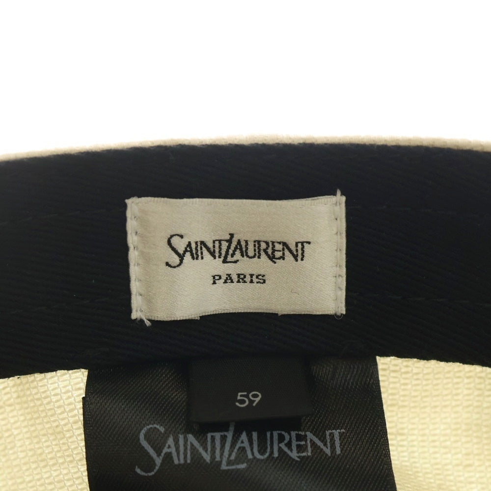 SAINT LAURENT PARIS(サンローランパリ) ロゴエンブロイダリー 刺繍ベースボールキャップ ホワイト アイボリー 816864 レディース