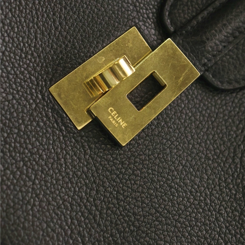 CELINE(セリーヌ) セーズ16 ミディアム ソフト ハンドバッグ トートバッグ ブラック レザー ゴールド金具 レディース