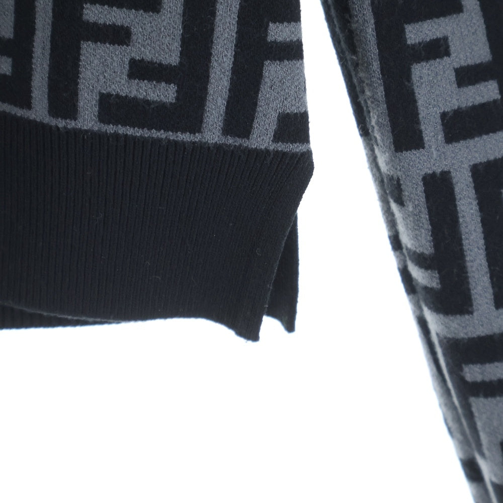 FENDI(フェンディ) ズッカ柄クルーネックニットセーター ブラック/グレー FZY703 レディース