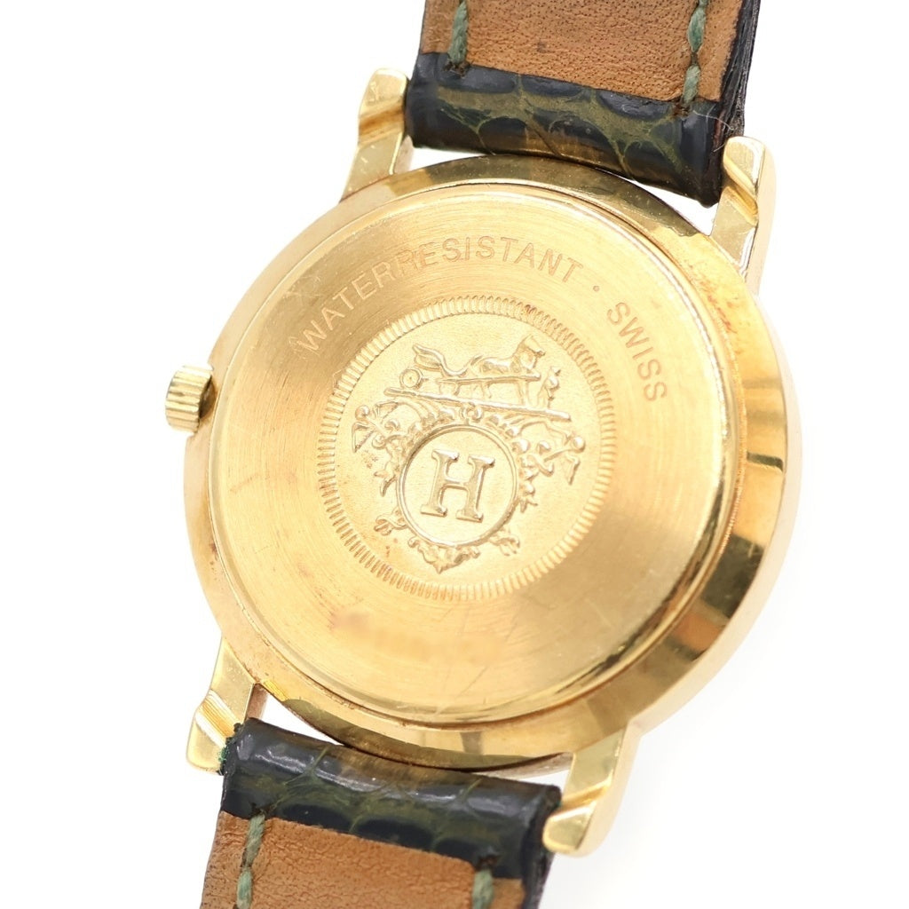 HERMES(エルメス) セリエ デイト アイボリー文字盤 SS×レザー/QZ イエローゴールド 〇S刻印 クォーツ 電池式 腕時計