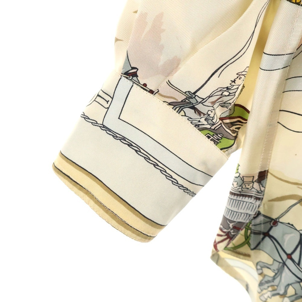 HERMES(エルメス) 馬車総柄ロングスリーブ シルクブラウス ベージュ