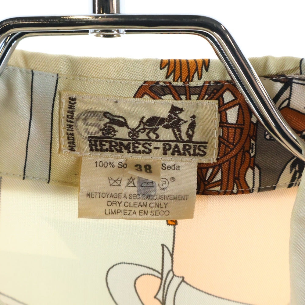 HERMES(エルメス) 馬車総柄ロングスリーブ シルクブラウス ベージュ