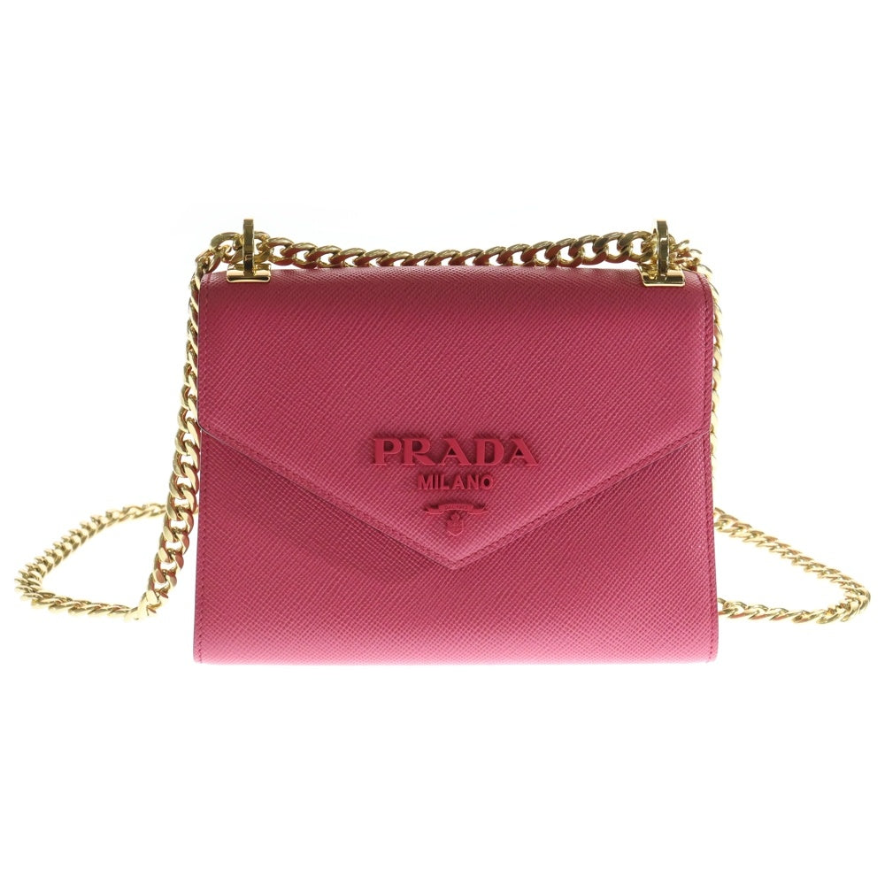PRADA(プラダ) モノクローム チェーンショルダーバッグ マジェンタ サフィアーノ 1BD127 レディース