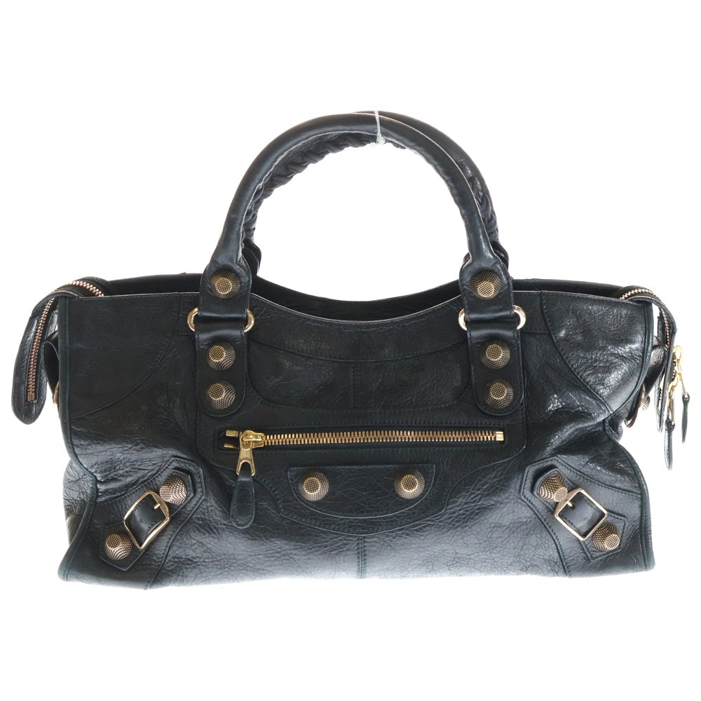 BALENCIAGA(バレンシアガ) ザ・ジャイアント パートタイム 2WAYハンドバッグ ショルダーバッグ ブラック レザー 173082 ピンクゴールド金具