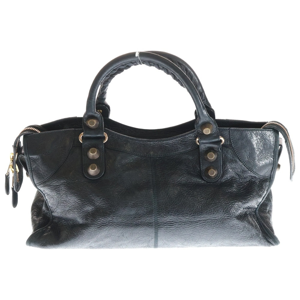 BALENCIAGA(バレンシアガ) ザ・ジャイアント パートタイム 2WAYハンドバッグ ショルダーバッグ ブラック レザー 173082 ピンクゴールド金具