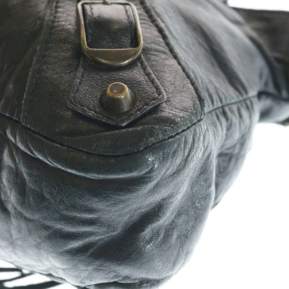 BALENCIAGA(バレンシアガ) ザ ファースト レザー 2WAY ハンド ショルダーバッグ ゴールド金具 ブラック 103208 レディース