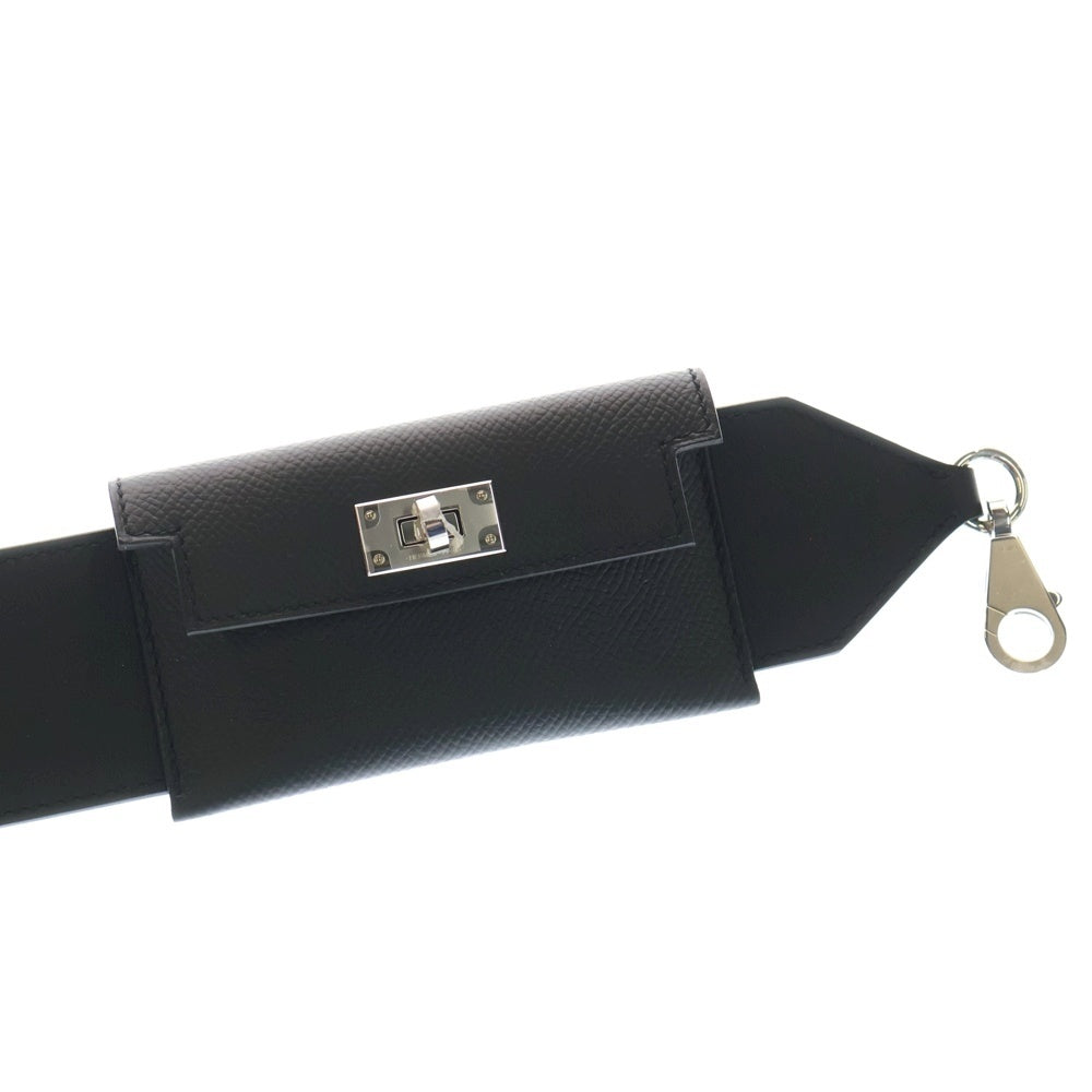 HERMES(エルメス) バンドリエール ケリーポケット ショルダーストラップ ブラック エプソン シルバー金具 W刻印