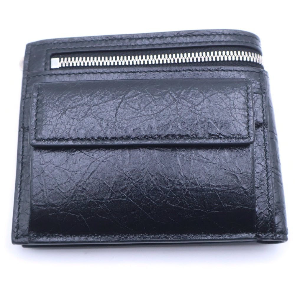 BALENCIAGA(バレンシアガ) Superbusy スクエア フォールデッドウォレット 二つ折り財布 コンパクトウォレット ブラック レザー 801837 シルバー金具