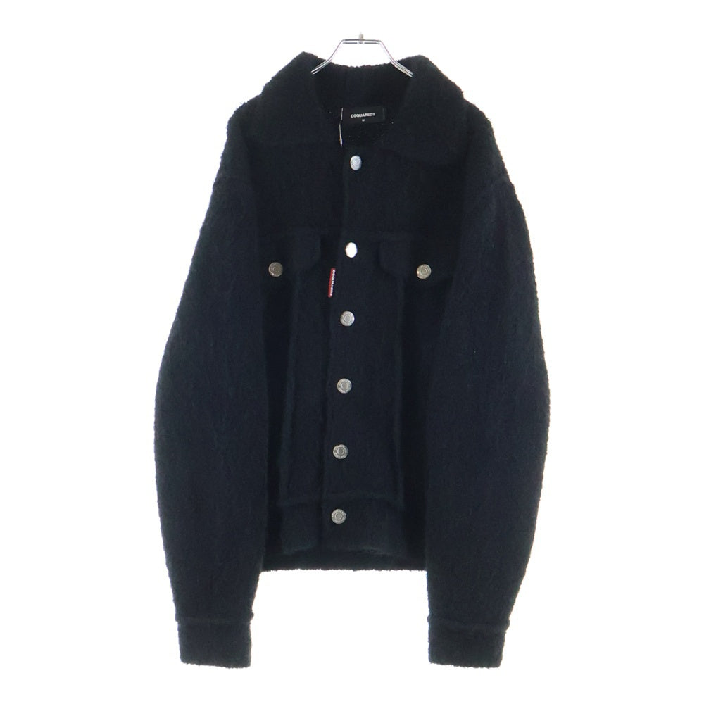 DSQUARED2(ディースクエアード) 24AW アルパカ ニットトラッカージャケット ブラック S74HA1444