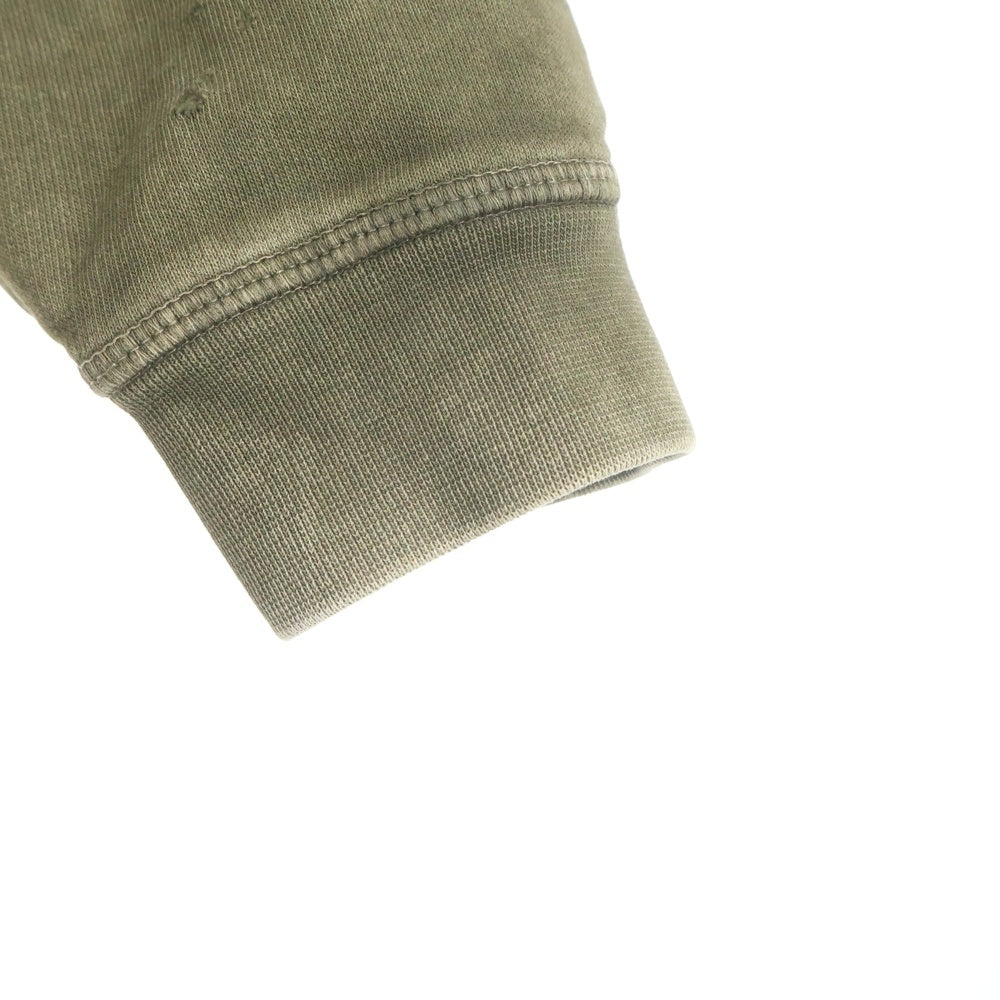 DSQUARED2(ディースクエアード) 24AW DELAV RELAX FIT HOODIE SWEATSHIRT アーチロゴ ダメージ加工フーディー プルオーバー パーカー カーキ S74GU0818