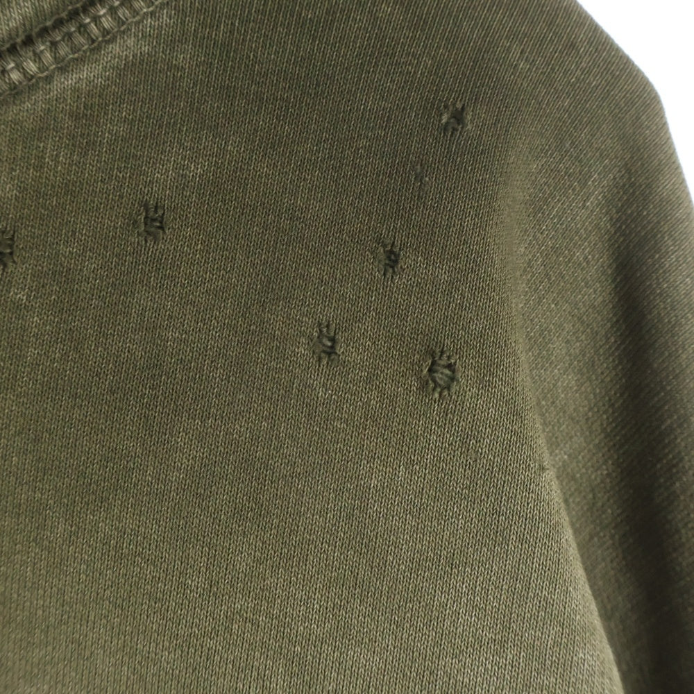 DSQUARED2(ディースクエアード) 24AW DELAV RELAX FIT HOODIE SWEATSHIRT アーチロゴ ダメージ加工フーディー プルオーバー パーカー カーキ S74GU0818