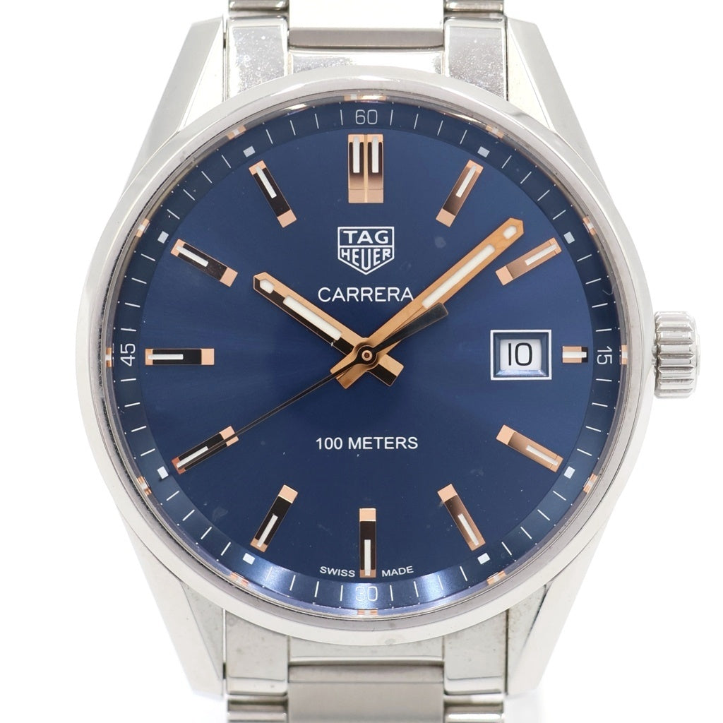TAG HEUER(タグホイヤー) カレラ デイト 青文字盤 SS/QZ ステンレス クォーツ 電池式 腕時計 WAR1112