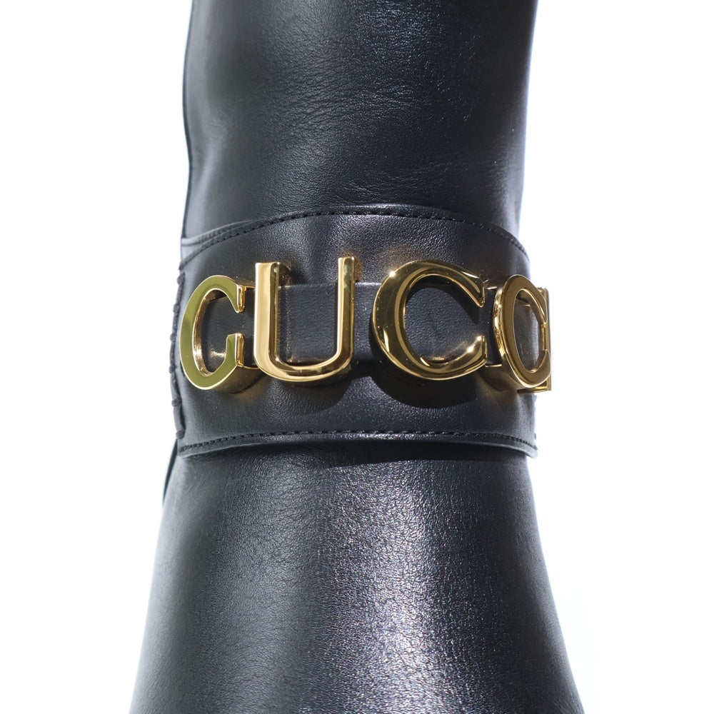 GUCCI(グッチ) 23AW ロゴ ニーハイ ロングブーツ ブラック 752517 レディース
