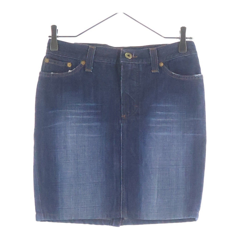 DOLCE & GABBANA(ドルチェアンドガッバーナ) 革パッチ デニム ショートスカート インディゴ レディース