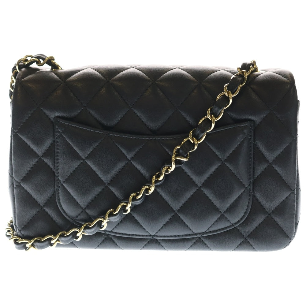 CHANEL(シャネル) ミニ マトラッセ20 シングルフラップ シングルチェーンショルダーバッグ ブラック ラムスキン ゴールド金具 A69900 レディース