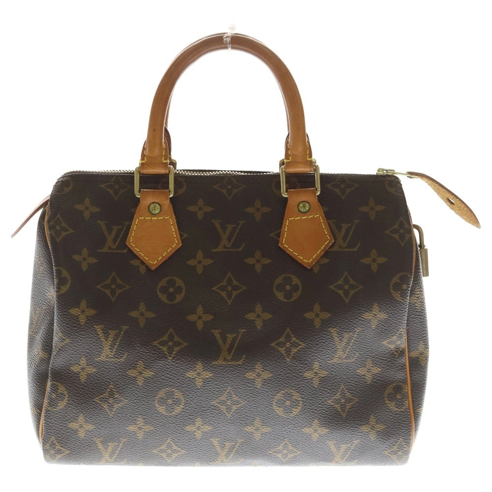 LOUIS VUITTON(ルイヴィトン) モノグラム スピーディ25 ボストンバッグ ミニバッグ ブラウン レザー×PVC M41528 ゴールド金具 レディース