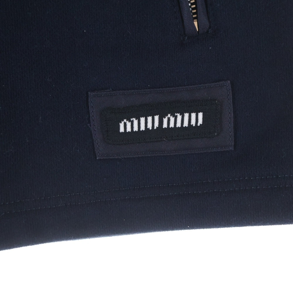 miumiu(ミュウミュウ) ロゴ刺繍 コットンフリース ミニスカート ロゴパッチ ネイビー MJD226 レディース