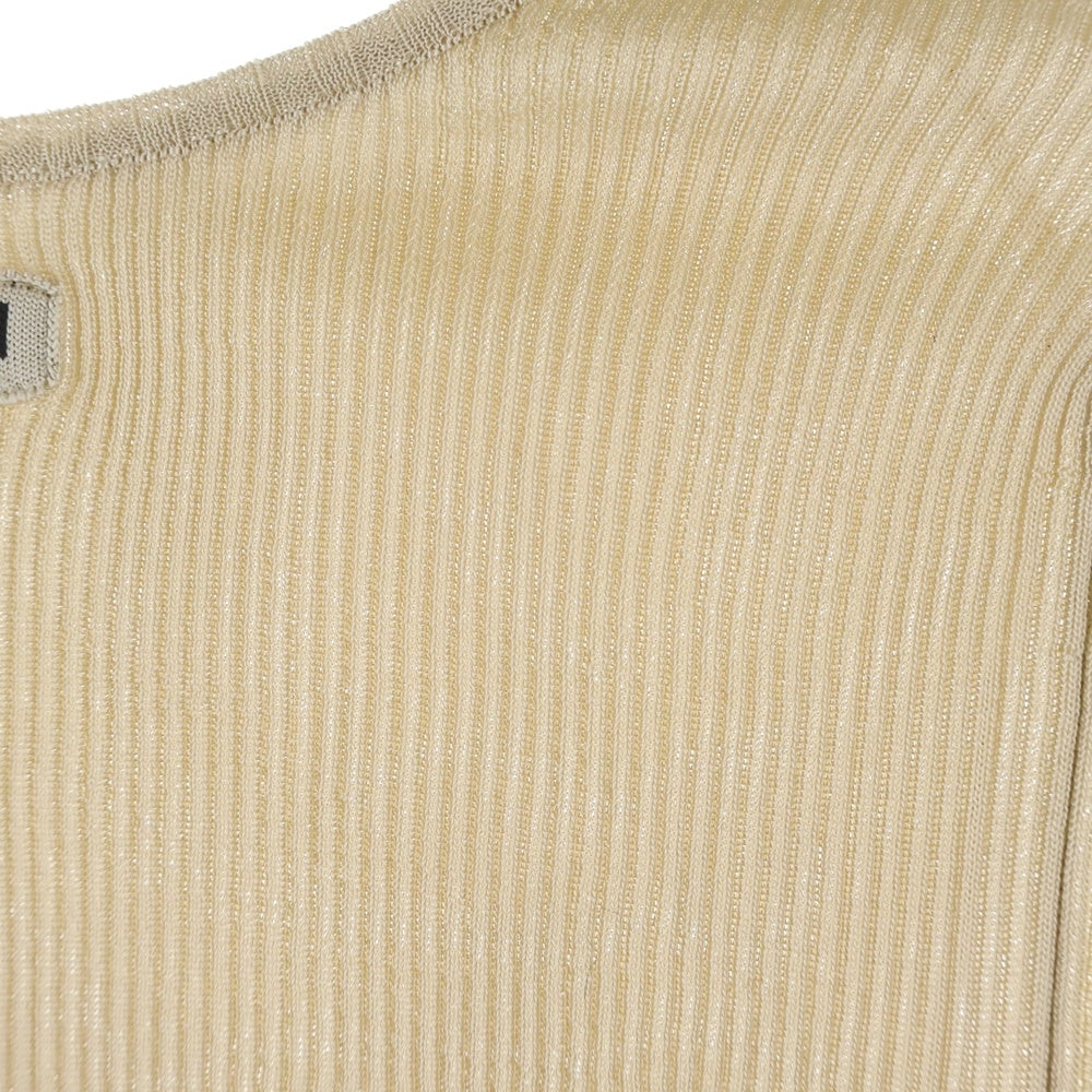 miumiu(ミュウミュウ) ロゴ刺繍 長袖 リブニットカットソー ベージュ レディース