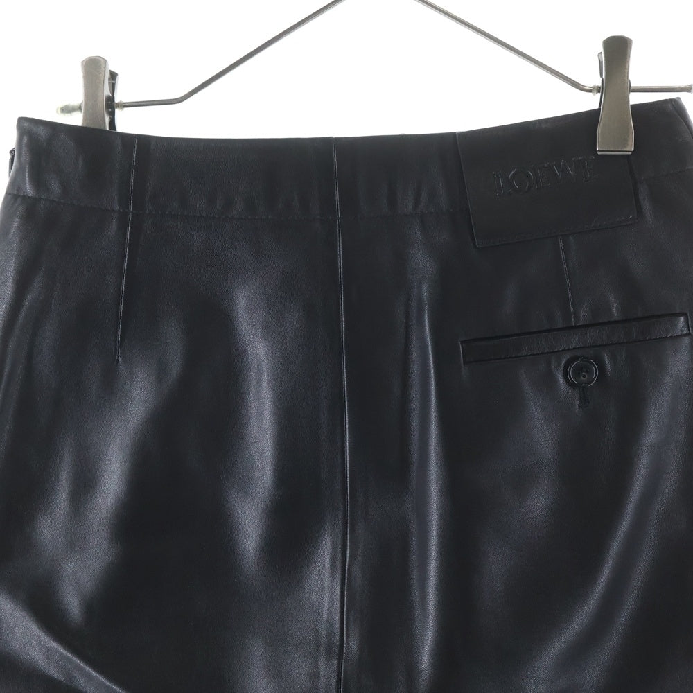 LOEWE(ロエベ) ベルテッドスカート ウエストゴム レザー ベルト装飾 ブラック レディース S540Y29L32