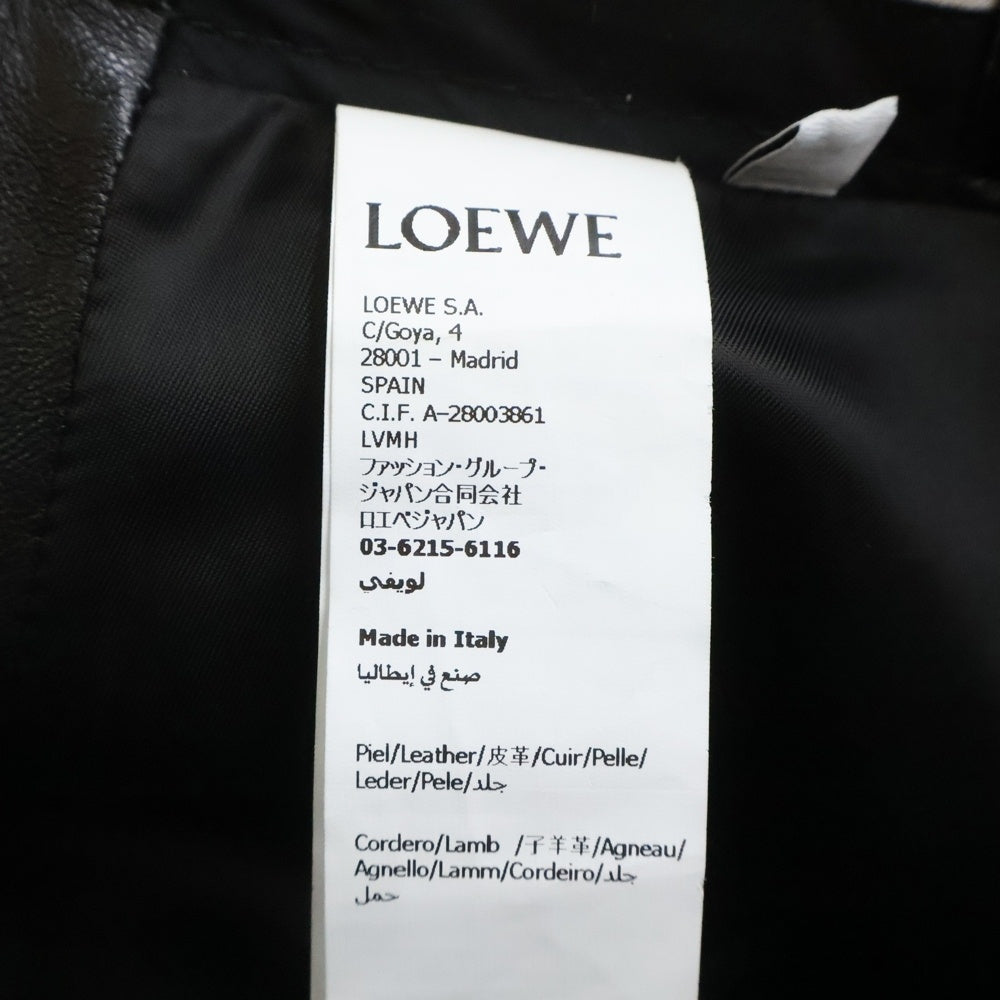 LOEWE(ロエベ) ベルテッドスカート ウエストゴム レザー ベルト装飾 ブラック レディース S540Y29L32