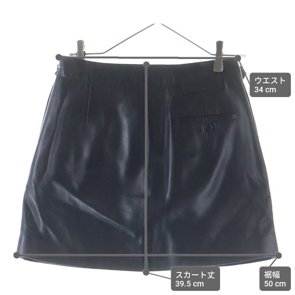 LOEWE(ロエベ) ベルテッドスカート ウエストゴム レザー ベルト装飾 ブラック レディース S540Y29L32