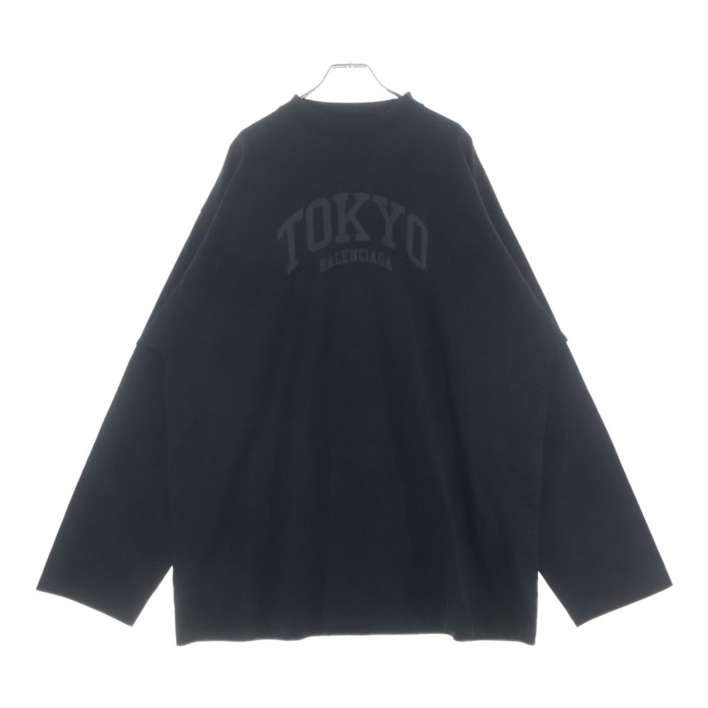 BALENCIAGA(バレンシアガ) 23SS TOKYO Logo L/S Tee フロントプリント オーバーサイズ 長袖Tシャツ ブラック 720250