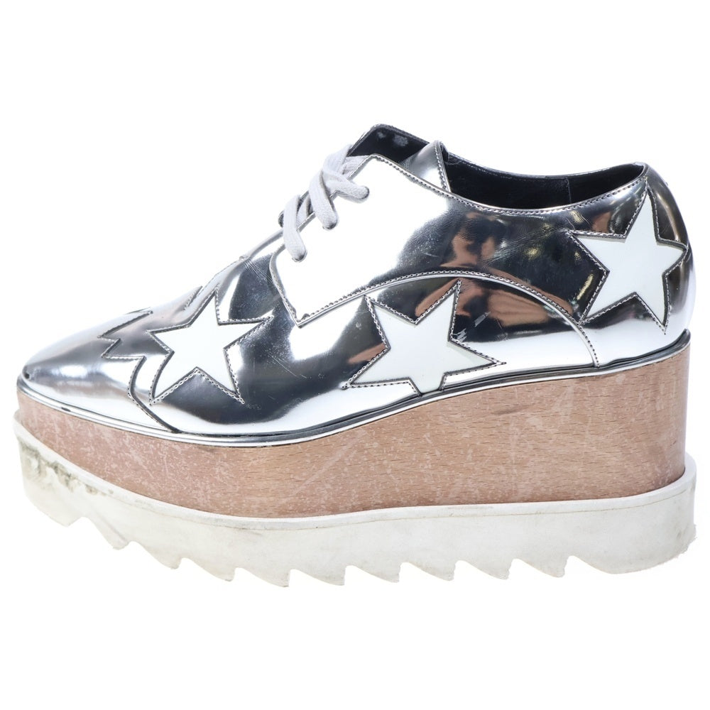 STELLA McCARTNEY(ステラマッカートニー) エリス メタリックレザー スター シャークソール 厚底 シューズ シルバー レディース