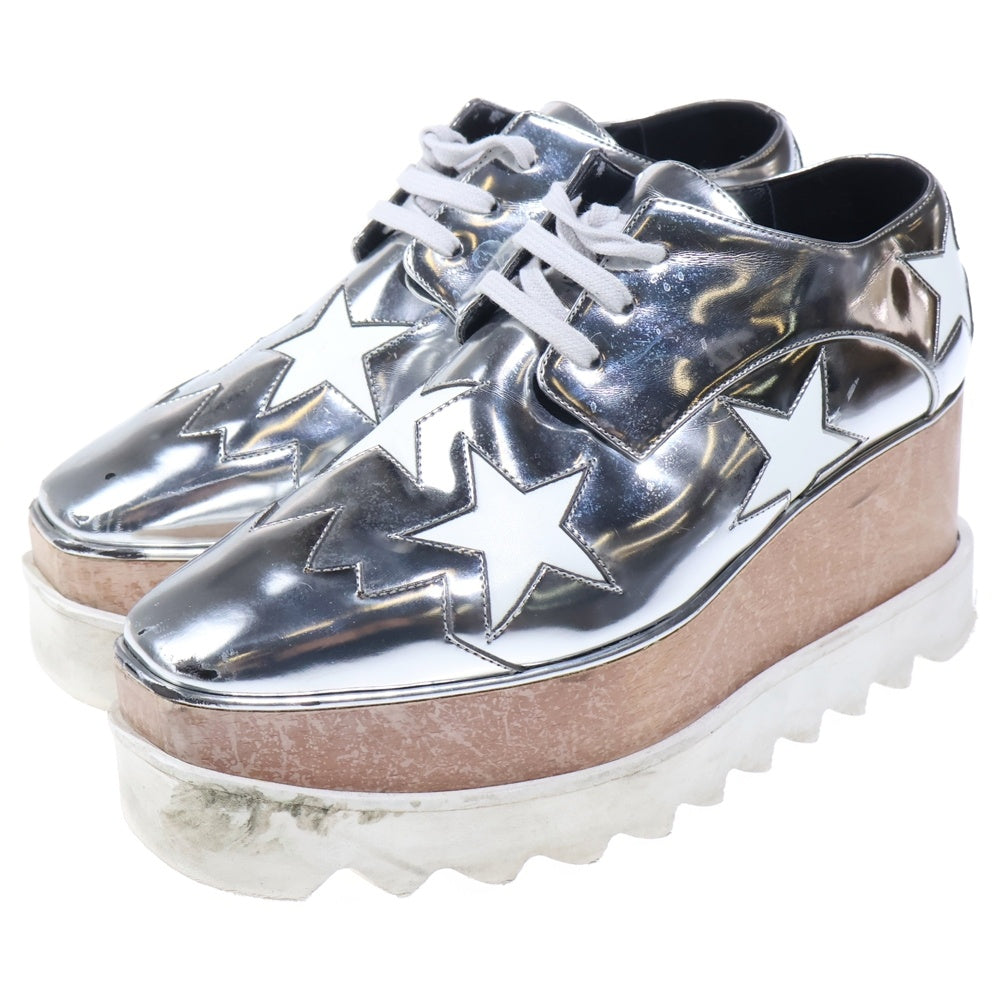 STELLA McCARTNEY(ステラマッカートニー) エリス メタリックレザー スター シャークソール 厚底 シューズ シルバー レディース
