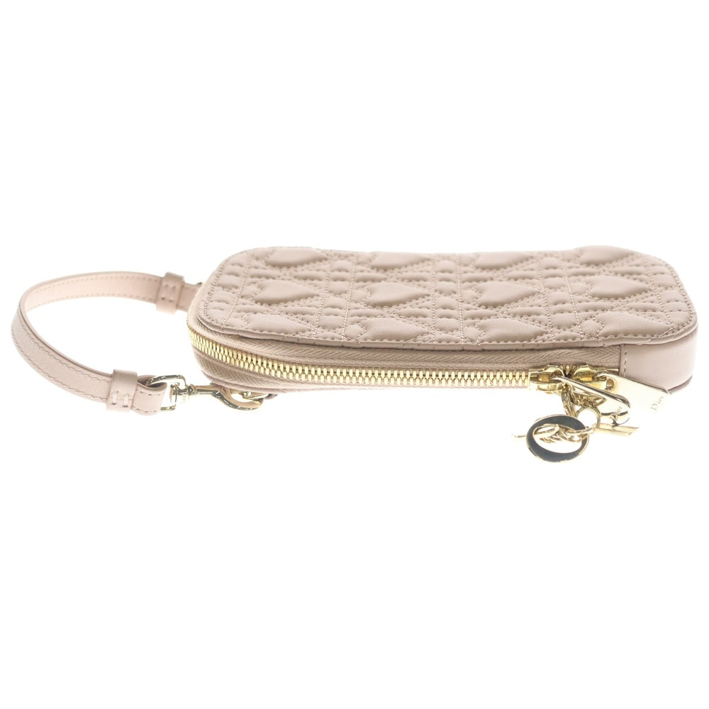 Christian Dior(クリスチャンディオール) フォンホルダー カナージュ ショルダーバッグ チェーンバッグ ミニバッグ ピンク ハート レザー ゴールド金具 レディース