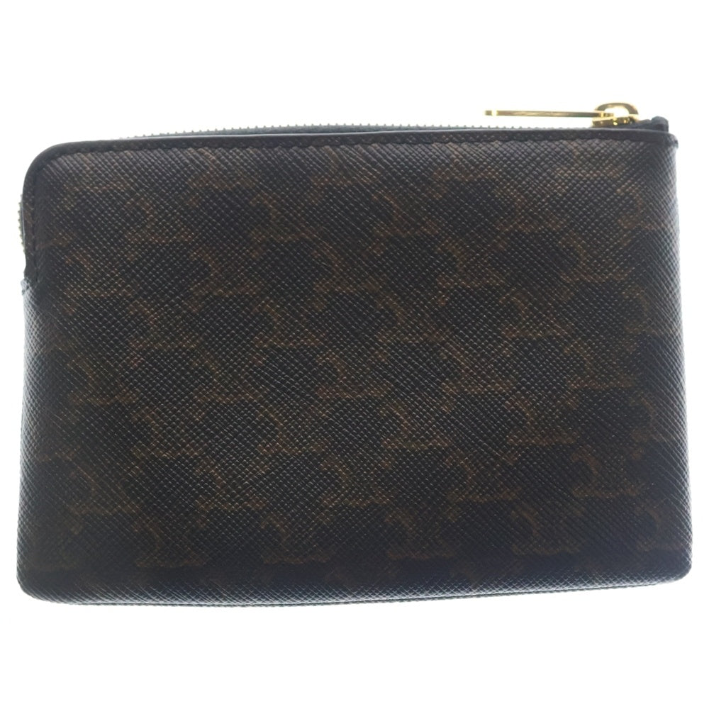 CELINE(セリーヌ) トリオンフ ロゴコインケース バッグチャーム 財布 小物入れ ブラウン PVC レザー ゴールド金具