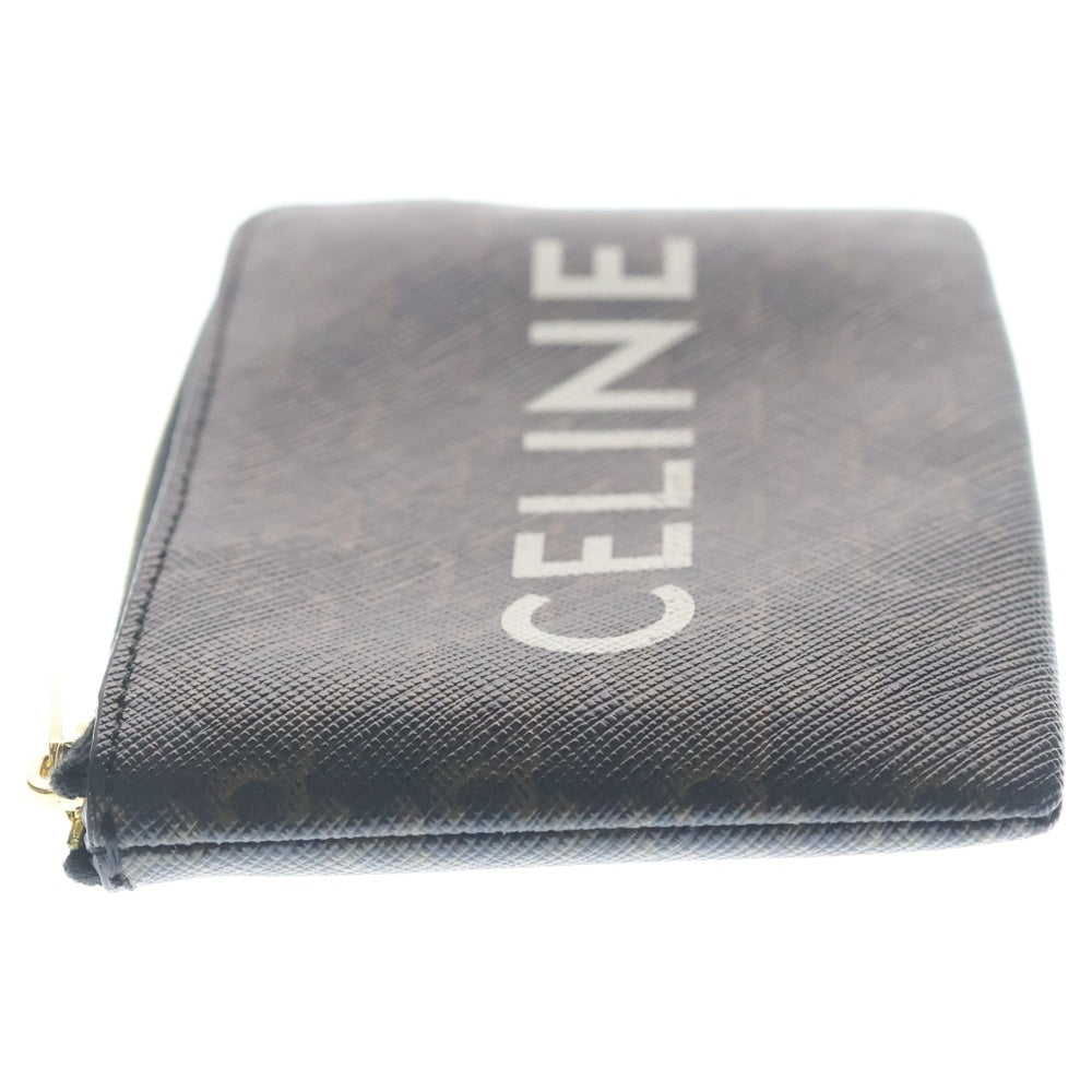 CELINE(セリーヌ) トリオンフ ロゴコインケース バッグチャーム 財布 小物入れ ブラウン PVC レザー ゴールド金具